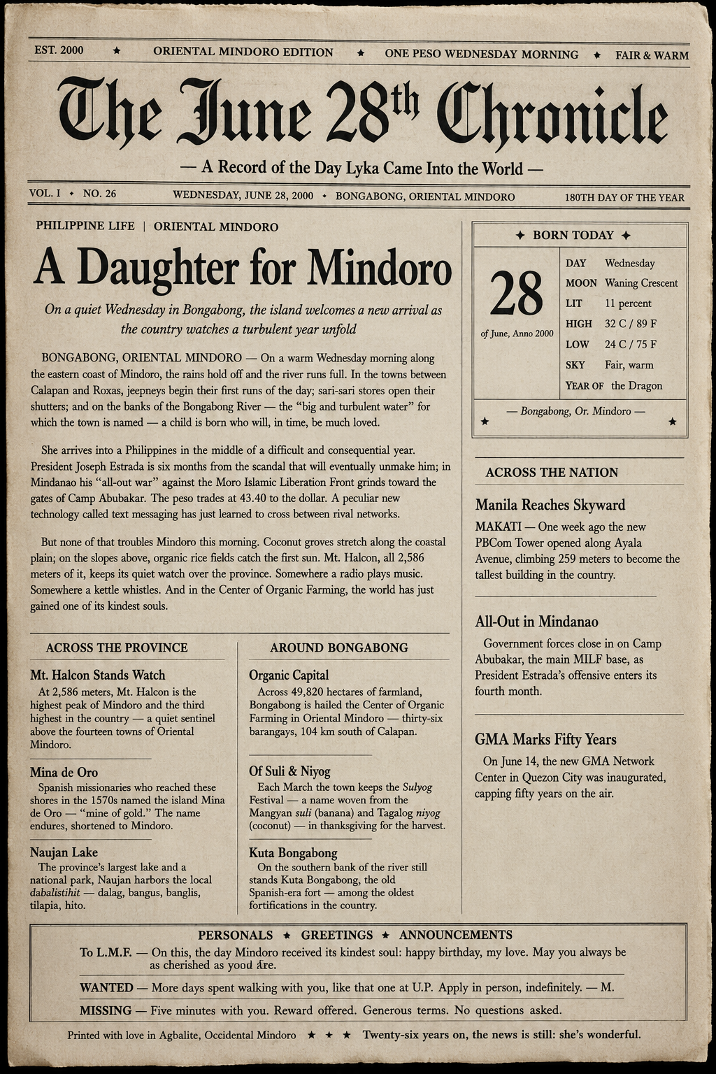 The June 28th Chronicle — A Record of the Day Lyka Came Into the World